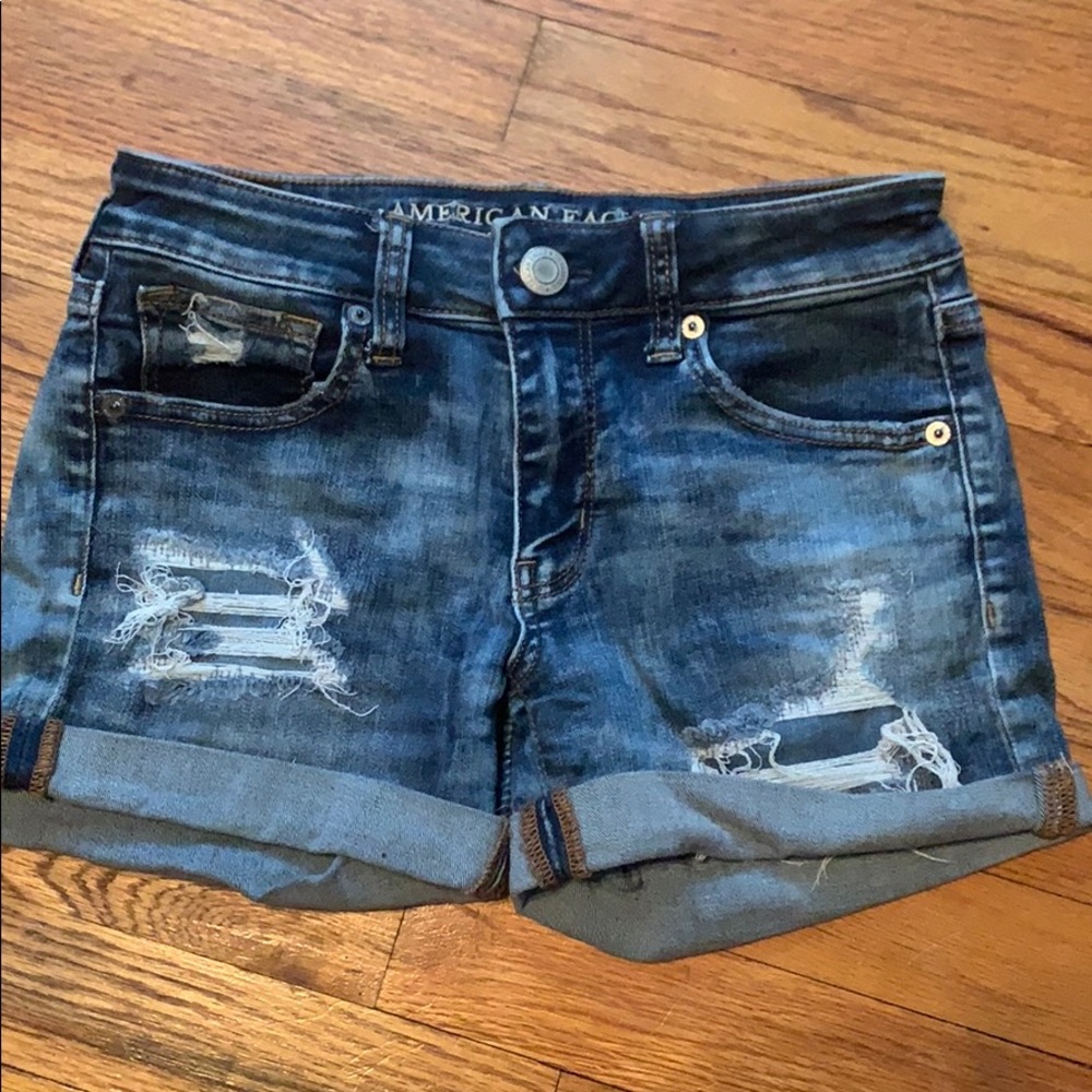 american eagle ripped jean shorts